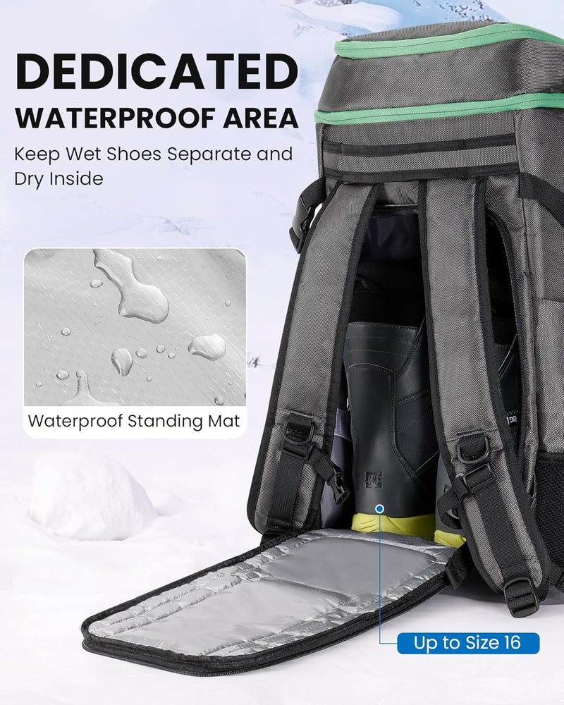 OutdoorMaster Ski Boot Bag, 65L Snowboard Boots Travel Backpack for Helmet, Ski Shoes, Goggles, Gloves and Accessories, Waterproof Exterior & Bottom - Image 4